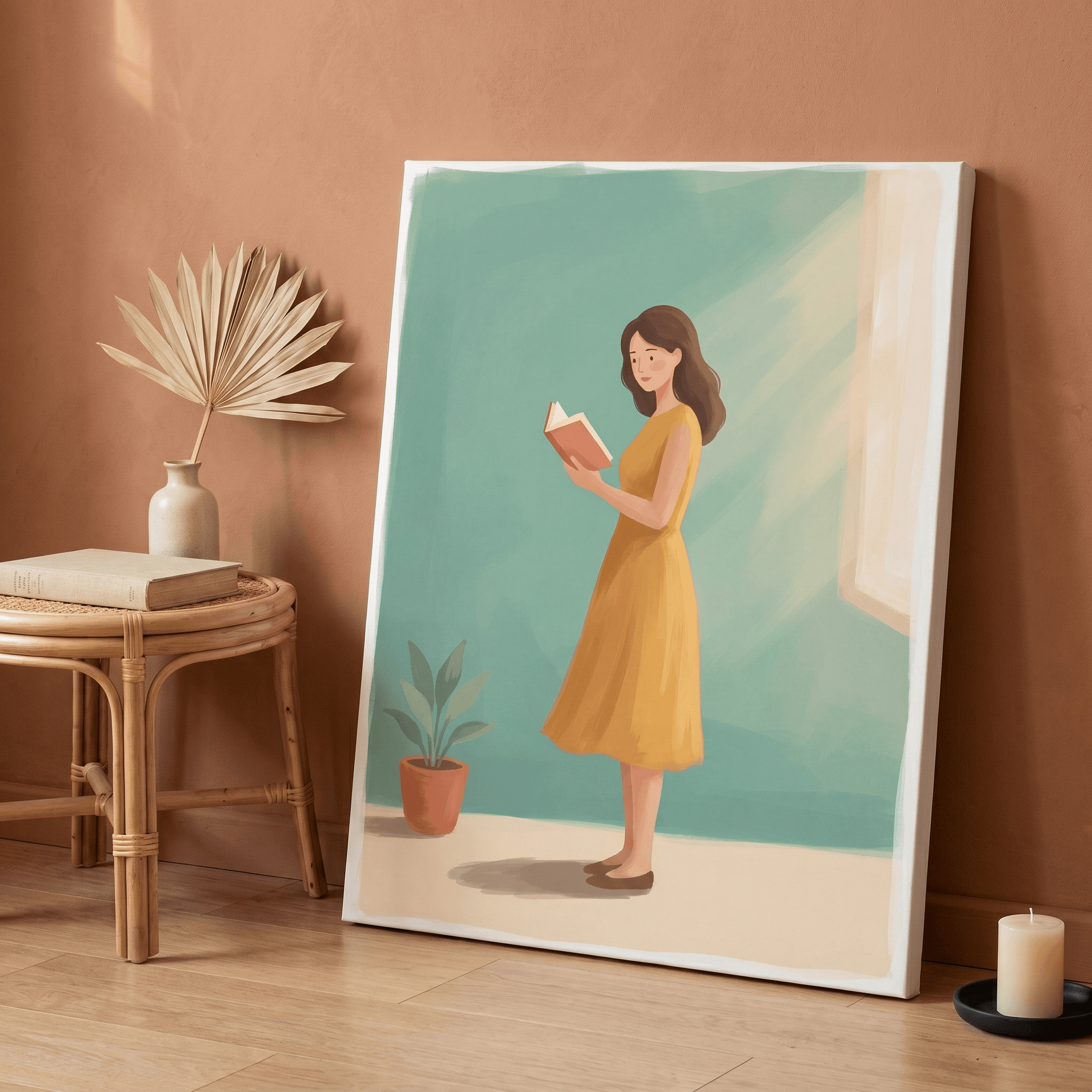 Curated wall art prints displayed in a beautifully styled living room