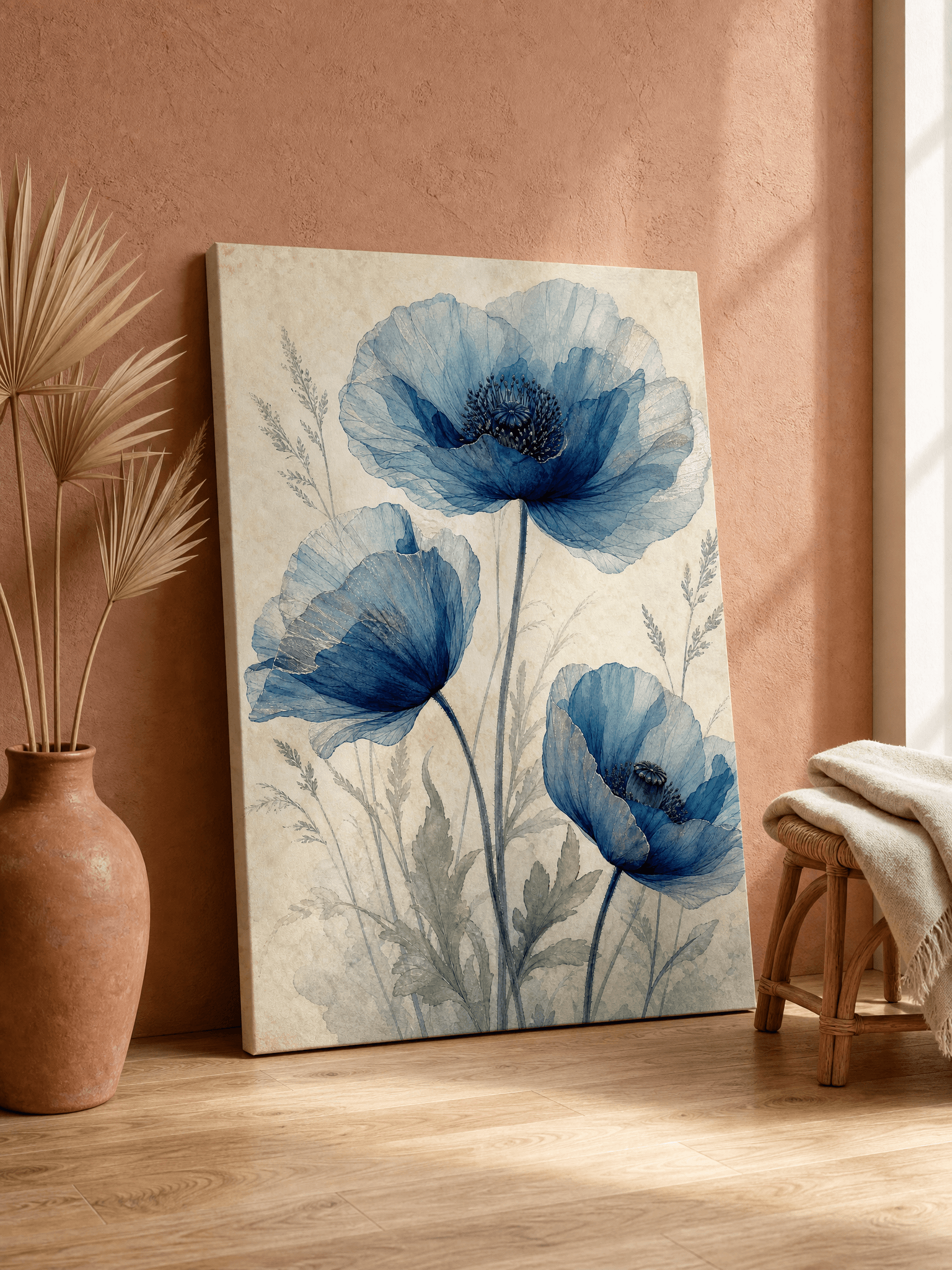 Curated wall art prints displayed in a beautifully styled living room