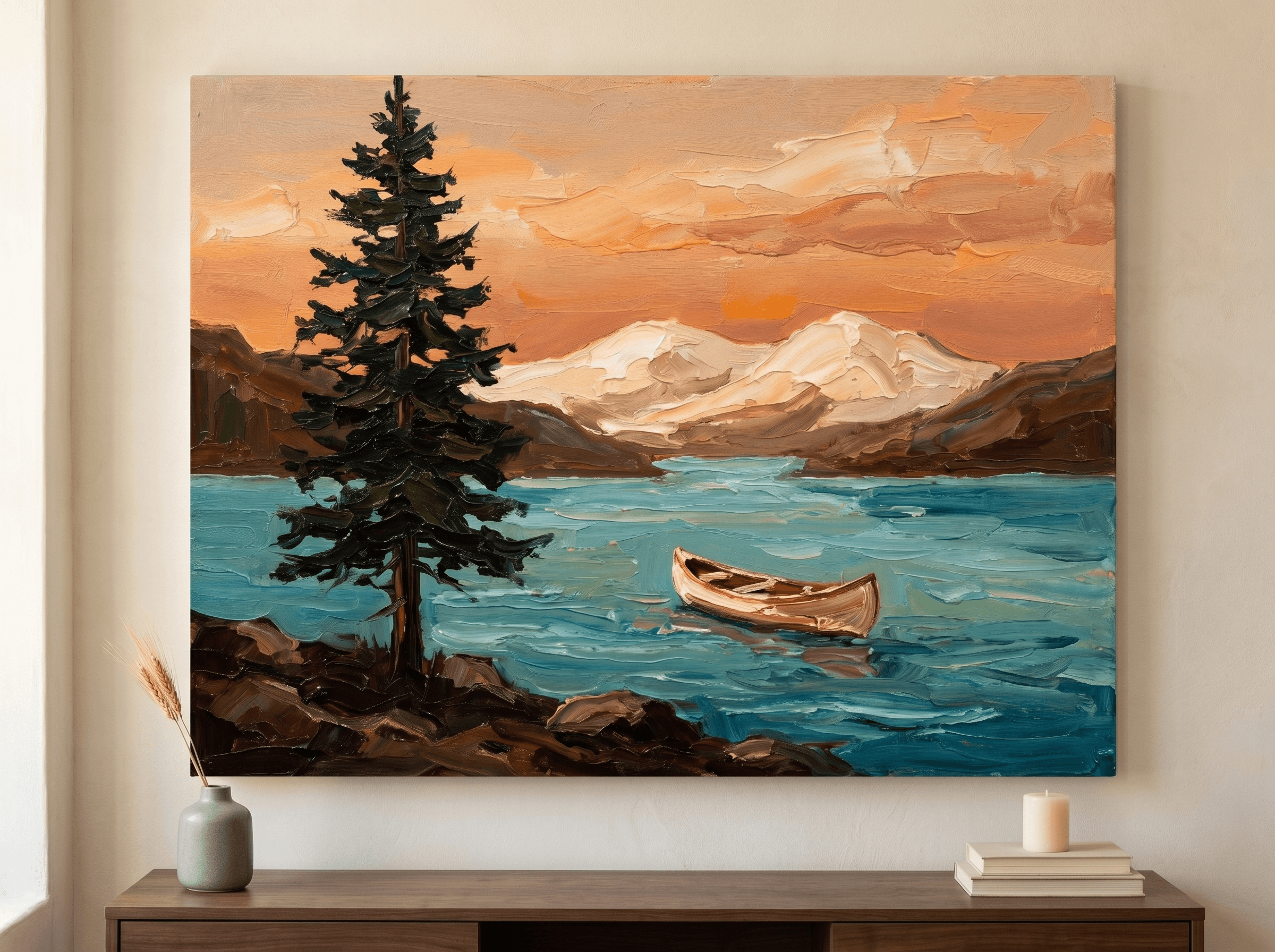 Curated wall art prints displayed in a beautifully styled living room