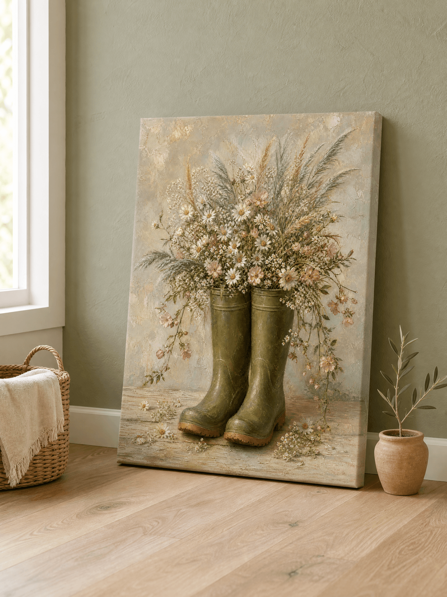Curated wall art prints displayed in a beautifully styled living room